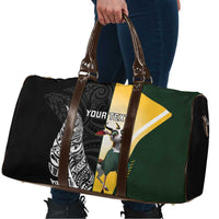 New Zealand and South Africa Rugby Custom Travel Bag Maori Silver Fern Springbok Together - Polynesian Pride