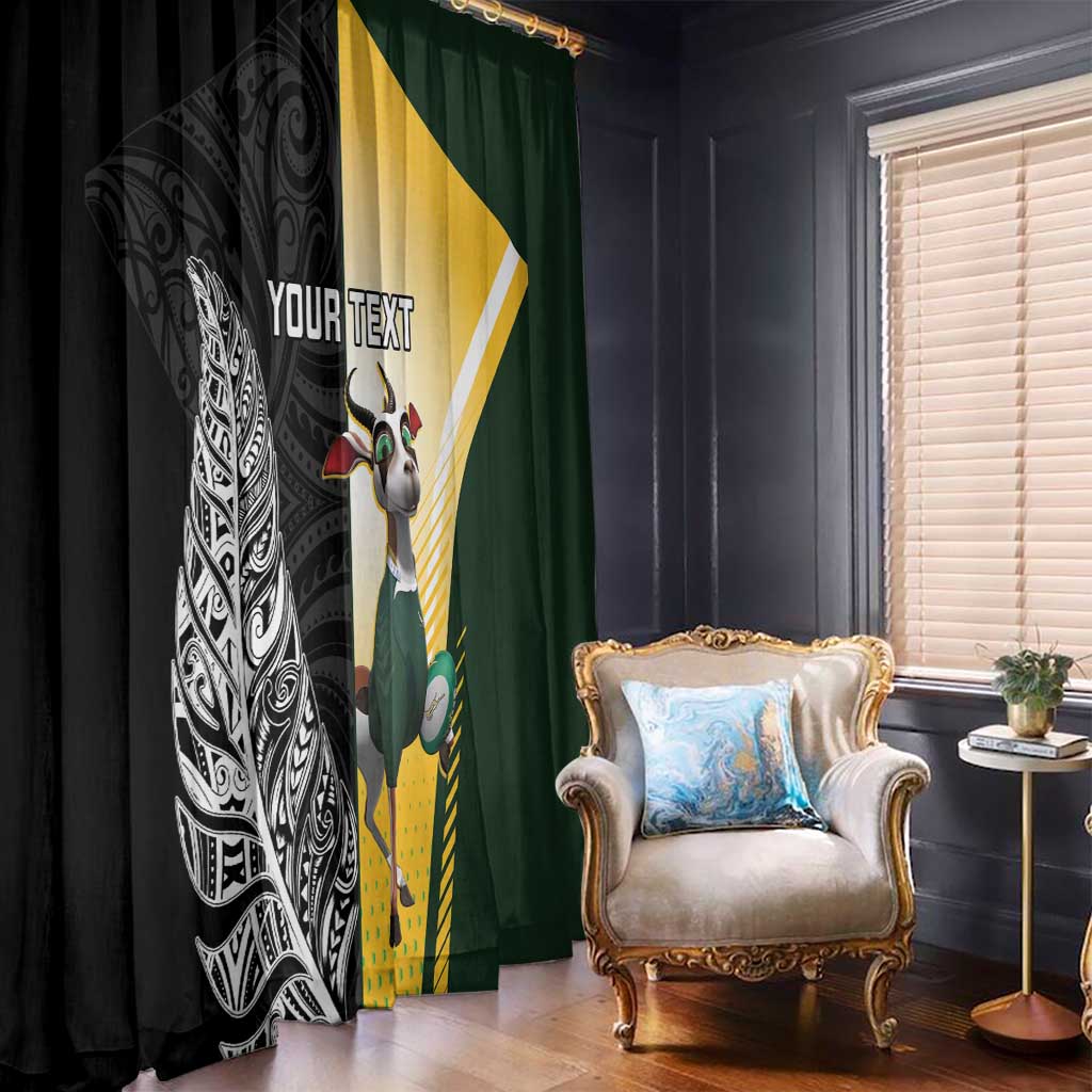 New Zealand and South Africa Rugby Custom Window Curtain Maori Silver Fern Springbok Together - Polynesian Pride