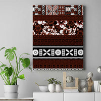 Bula Fiji Canvas Wall Art Fijian Tapa Masi With Hibiscus Flowers LT14 Brown - Polynesian Pride