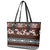 Bula Fiji Leather Tote Bag Fijian Tapa Masi With Hibiscus Flowers LT14 - Polynesian Pride