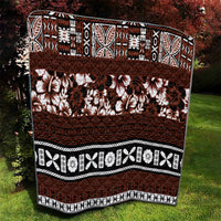 Bula Fiji Quilt Fijian Tapa Masi With Hibiscus Flowers LT14 - Polynesian Pride