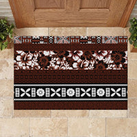 Bula Fiji Rubber Doormat Fijian Tapa Masi With Hibiscus Flowers LT14 - Polynesian Pride