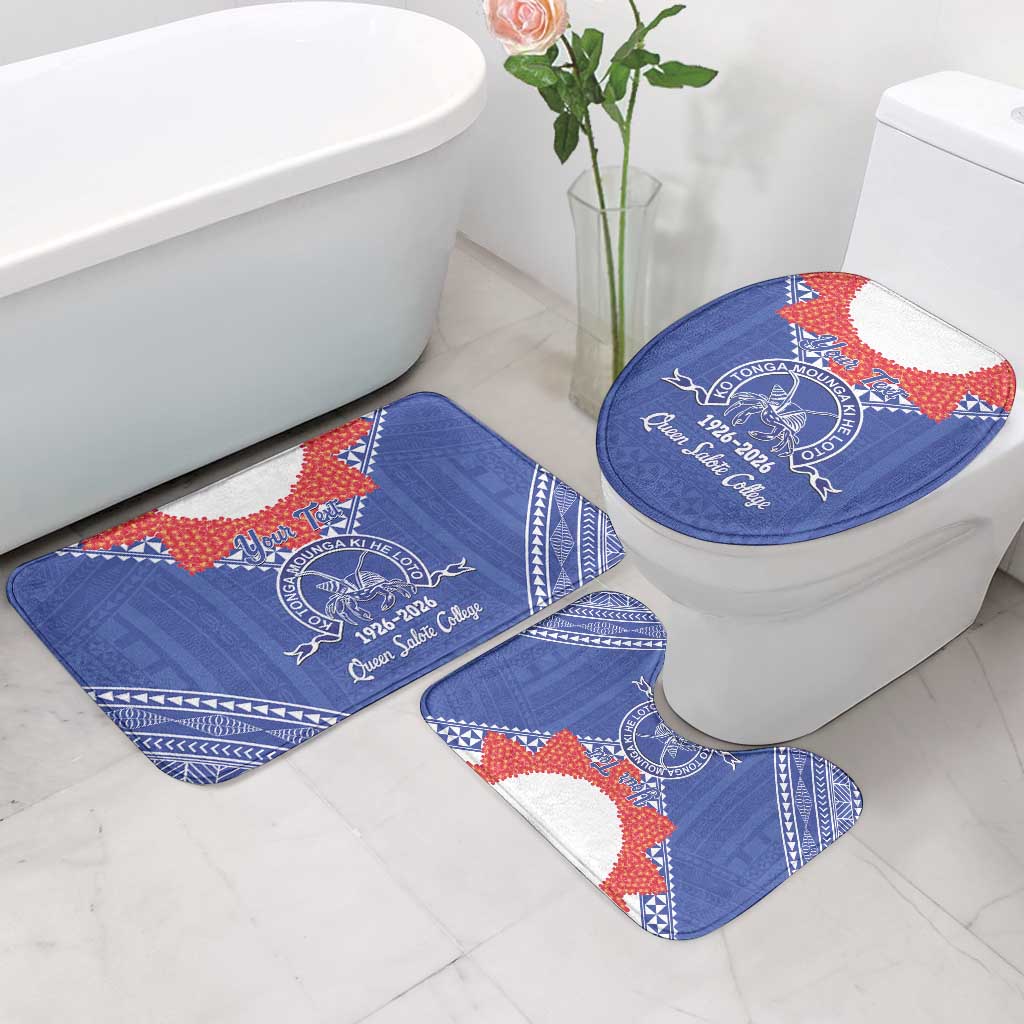 Queen Salote College 100 Years Personalized Bathroom Set Tonga QSC Heilala Lei Blue Ngatu Pattern