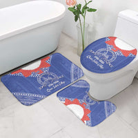 Queen Salote College 100 Years Personalized Bathroom Set Tonga QSC Heilala Lei Blue Ngatu Pattern