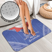 Queen Salote College 100 Years Personalized Bathroom Set Tonga QSC Heilala Lei Blue Ngatu Pattern