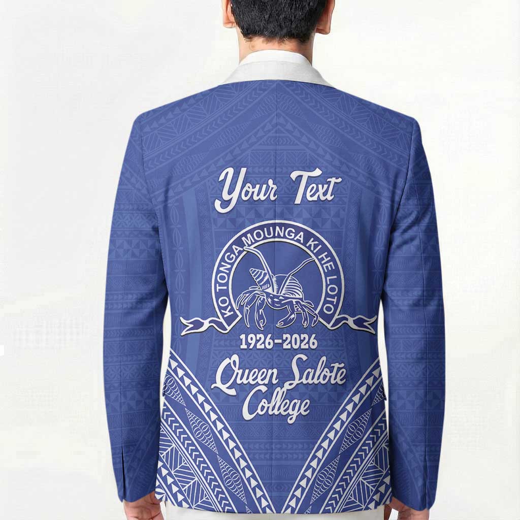 Queen Salote College 100 Years Personalized Blazer Tonga QSC Heilala Lei Blue Ngatu Pattern
