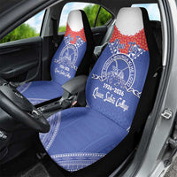 Queen Salote College 100 Years Personalized Car Seat Cover Tonga QSC Heilala Lei Blue Ngatu Pattern LT14 - Polynesian Pride