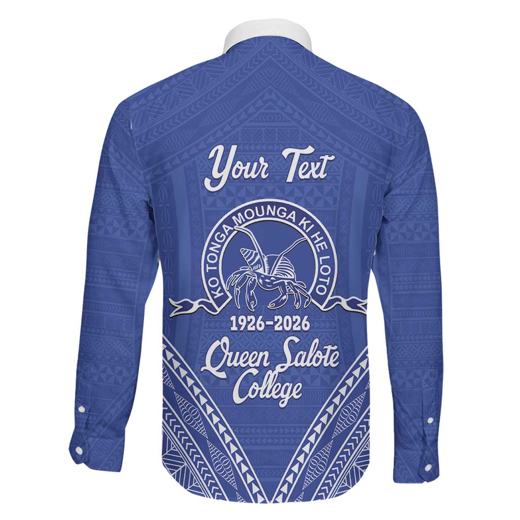 Queen Salote College 100 Years Personalized Family Matching Long Sleeve Bodycon Dress and Hawaiian Shirt Tonga QSC Heilala Lei Blue Ngatu Pattern