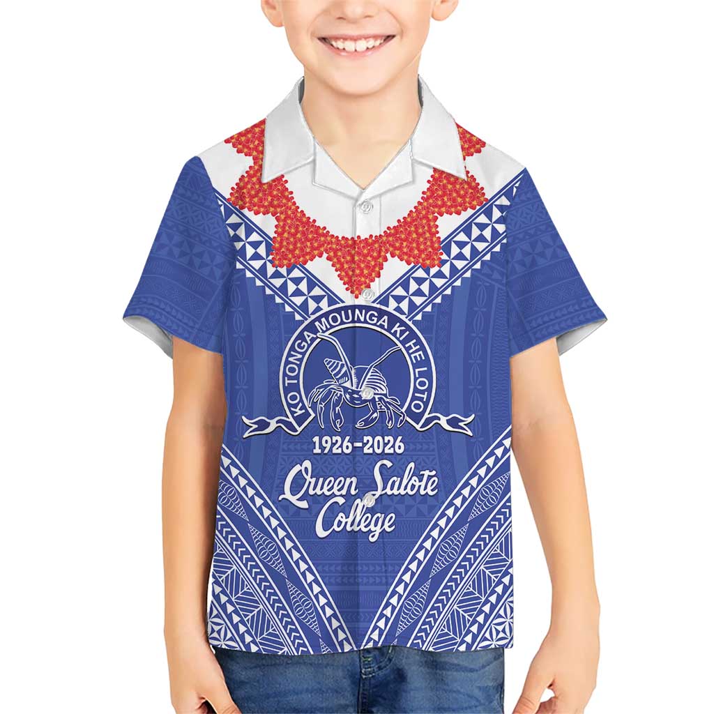 Queen Salote College 100 Years Personalized Family Matching Mermaid Dress and Hawaiian Shirt Tonga QSC Heilala Lei Blue Ngatu Pattern