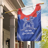 Queen Salote College 100 Years Personalized Garden Flag Tonga QSC Heilala Lei Blue Ngatu Pattern