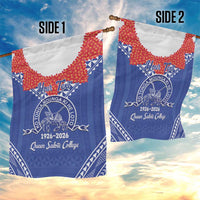 Queen Salote College 100 Years Personalized Garden Flag Tonga QSC Heilala Lei Blue Ngatu Pattern