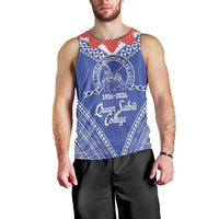 Queen Salote College 100 Years Personalized Men Tank Top Tonga QSC Heilala Lei Blue Ngatu Pattern