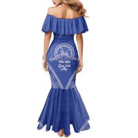 Queen Salote College 100 Years Personalized Mermaid Dress Tonga QSC Heilala Lei Blue Ngatu Pattern