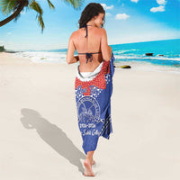 Queen Salote College 100 Years Personalized Sarong Tonga QSC Heilala Lei Blue Ngatu Pattern LT14 - Polynesian Pride