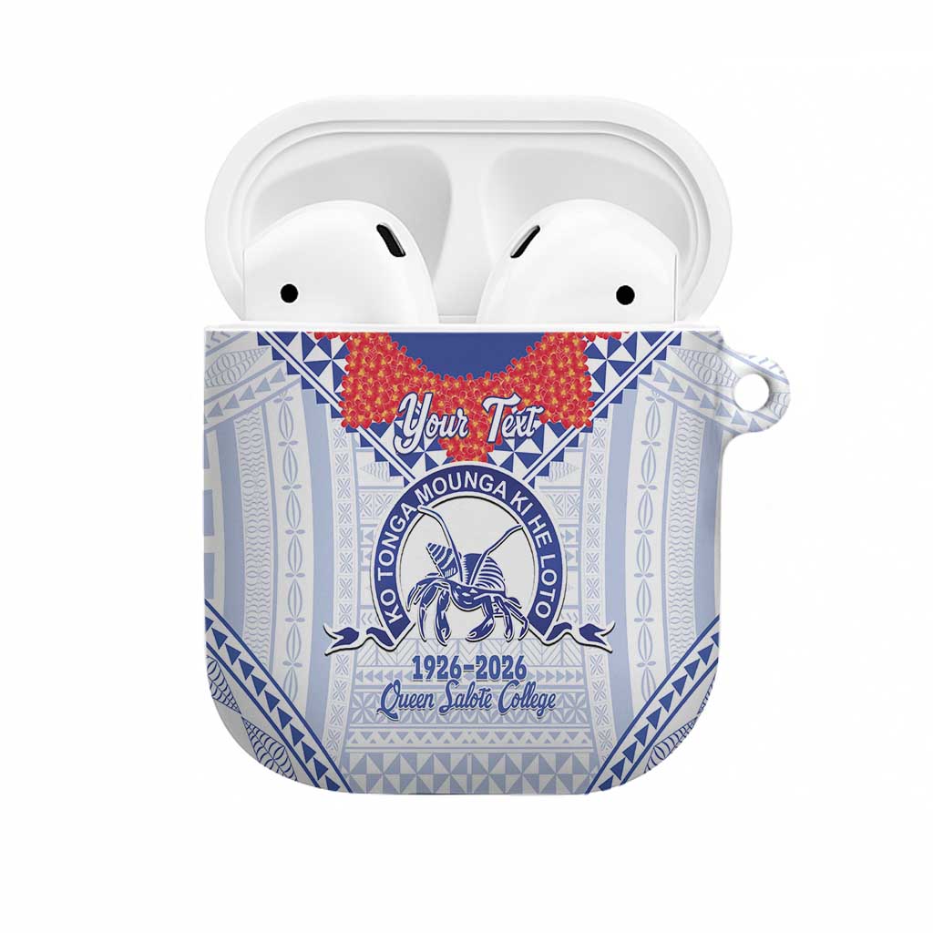 Queen Salote College 100 Years Personalized AirPods Case Tonga QSC Heilala Lei White Ngatu Pattern LT14 White - Polynesian Pride