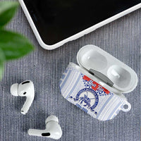 Queen Salote College 100 Years Personalized AirPods Case Tonga QSC Heilala Lei White Ngatu Pattern LT14 - Polynesian Pride