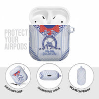 Queen Salote College 100 Years Personalized AirPods Case Tonga QSC Heilala Lei White Ngatu Pattern LT14 - Polynesian Pride