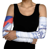 Queen Salote College 100 Years Personalized Arm Sleeves Tonga QSC Heilala Lei White Ngatu Pattern