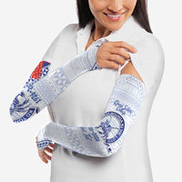 Queen Salote College 100 Years Personalized Arm Sleeves Tonga QSC Heilala Lei White Ngatu Pattern