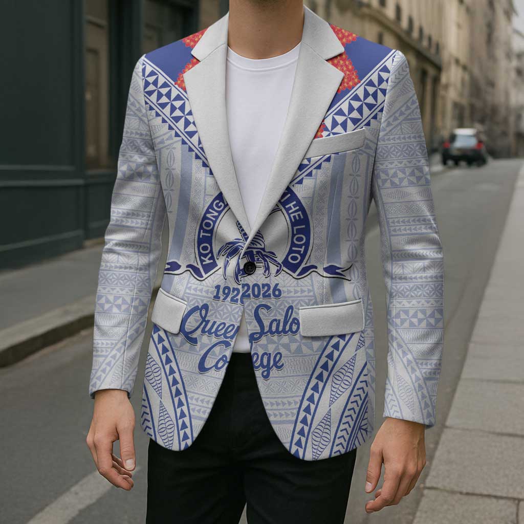 Queen Salote College 100 Years Personalized Blazer Tonga QSC Heilala Lei White Ngatu Pattern