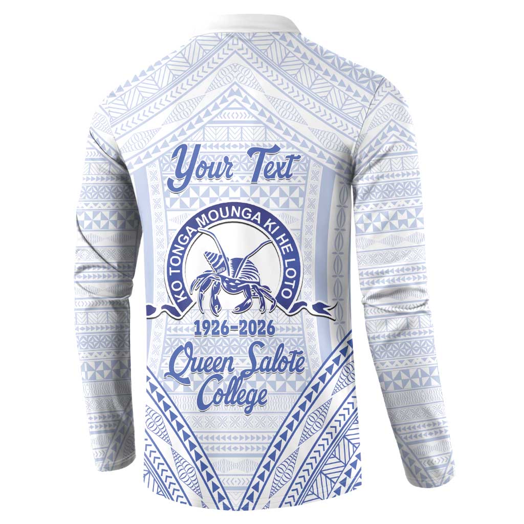 Queen Salote College 100 Years Personalized Button Sweatshirt Tonga QSC Heilala Lei White Ngatu Pattern LT14 - Polynesian Pride