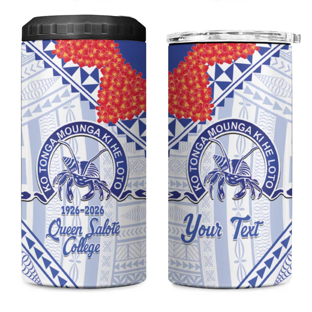 Queen Salote College 100 Years Personalized 4 in 1 Can Cooler Tumbler Tonga QSC Heilala Lei White Ngatu Pattern LT14 One Size: 16 oz White - Polynesian Pride