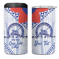 Queen Salote College 100 Years Personalized 4 in 1 Can Cooler Tumbler Tonga QSC Heilala Lei White Ngatu Pattern LT14 One Size: 16 oz White - Polynesian Pride