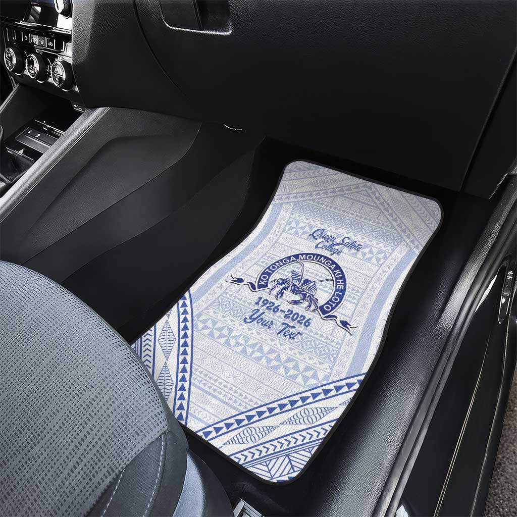 Queen Salote College 100 Years Personalized Car Mats Tonga QSC Heilala Lei White Ngatu Pattern