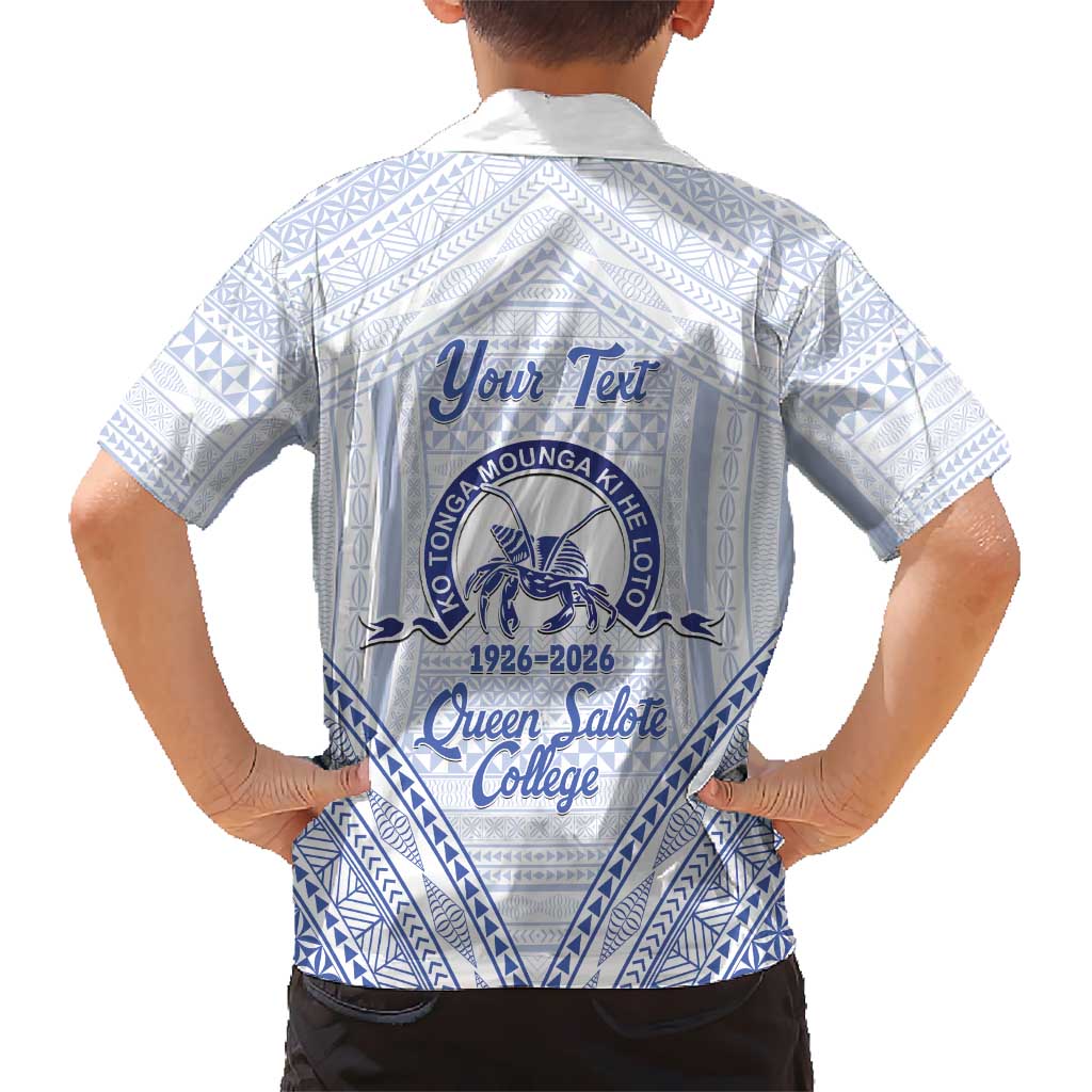 Queen Salote College 100 Years Personalized Family Matching Off The Shoulder Long Sleeve Dress and Hawaiian Shirt Tonga QSC Heilala Lei White Ngatu Pattern