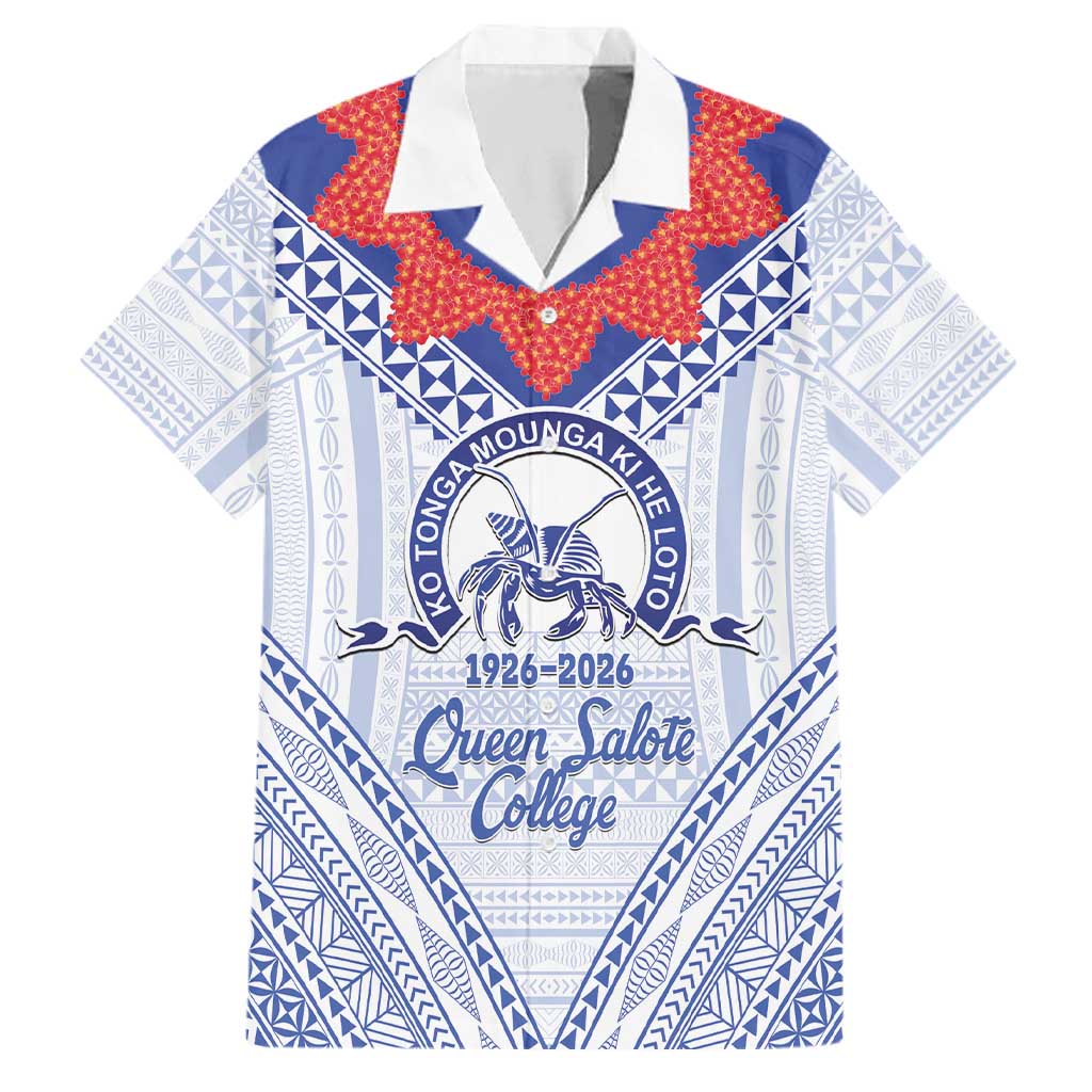 Queen Salote College 100 Years Personalized Family Matching Off The Shoulder Long Sleeve Dress and Hawaiian Shirt Tonga QSC Heilala Lei White Ngatu Pattern