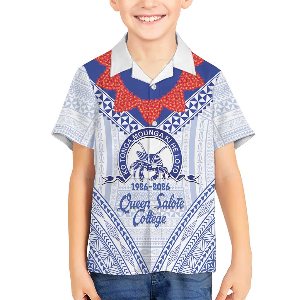 Queen Salote College 100 Years Personalized Family Matching Off The Shoulder Long Sleeve Dress and Hawaiian Shirt Tonga QSC Heilala Lei White Ngatu Pattern
