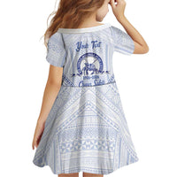 Queen Salote College 100 Years Personalized Family Matching Off Shoulder Short Dress and Hawaiian Shirt Tonga QSC Heilala Lei White Ngatu Pattern