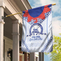 Queen Salote College 100 Years Personalized Garden Flag Tonga QSC Heilala Lei White Ngatu Pattern