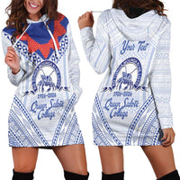 Queen Salote College 100 Years Personalized Hoodie Dress Tonga QSC Heilala Lei White Ngatu Pattern