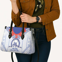 Queen Salote College 100 Years Personalized Leather Bag Tonga QSC Heilala Lei White Ngatu Pattern