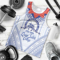Queen Salote College 100 Years Personalized Men Tank Top Tonga QSC Heilala Lei White Ngatu Pattern