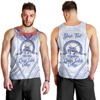 Queen Salote College 100 Years Personalized Men Tank Top Tonga QSC Heilala Lei White Ngatu Pattern