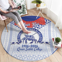 Queen Salote College 100 Years Personalized Round Carpet Tonga QSC Heilala Lei White Ngatu Pattern