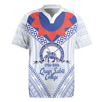 Queen Salote College 100 Years Personalized Rugby Jersey Tonga QSC Heilala Lei White Ngatu Pattern