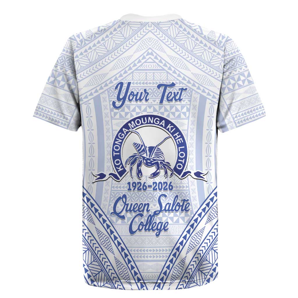 Queen Salote College 100 Years Personalized Rugby Jersey Tonga QSC Heilala Lei White Ngatu Pattern