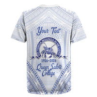 Queen Salote College 100 Years Personalized Rugby Jersey Tonga QSC Heilala Lei White Ngatu Pattern