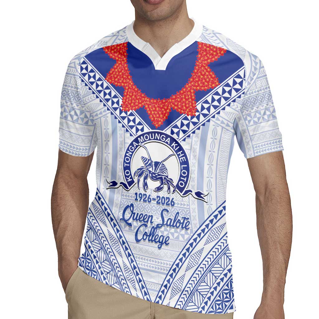 Queen Salote College 100 Years Personalized Rugby Jersey Tonga QSC Heilala Lei White Ngatu Pattern