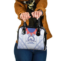 Queen Salote College 100 Years Personalized Shoulder Handbag Tonga QSC Heilala Lei White Ngatu Pattern