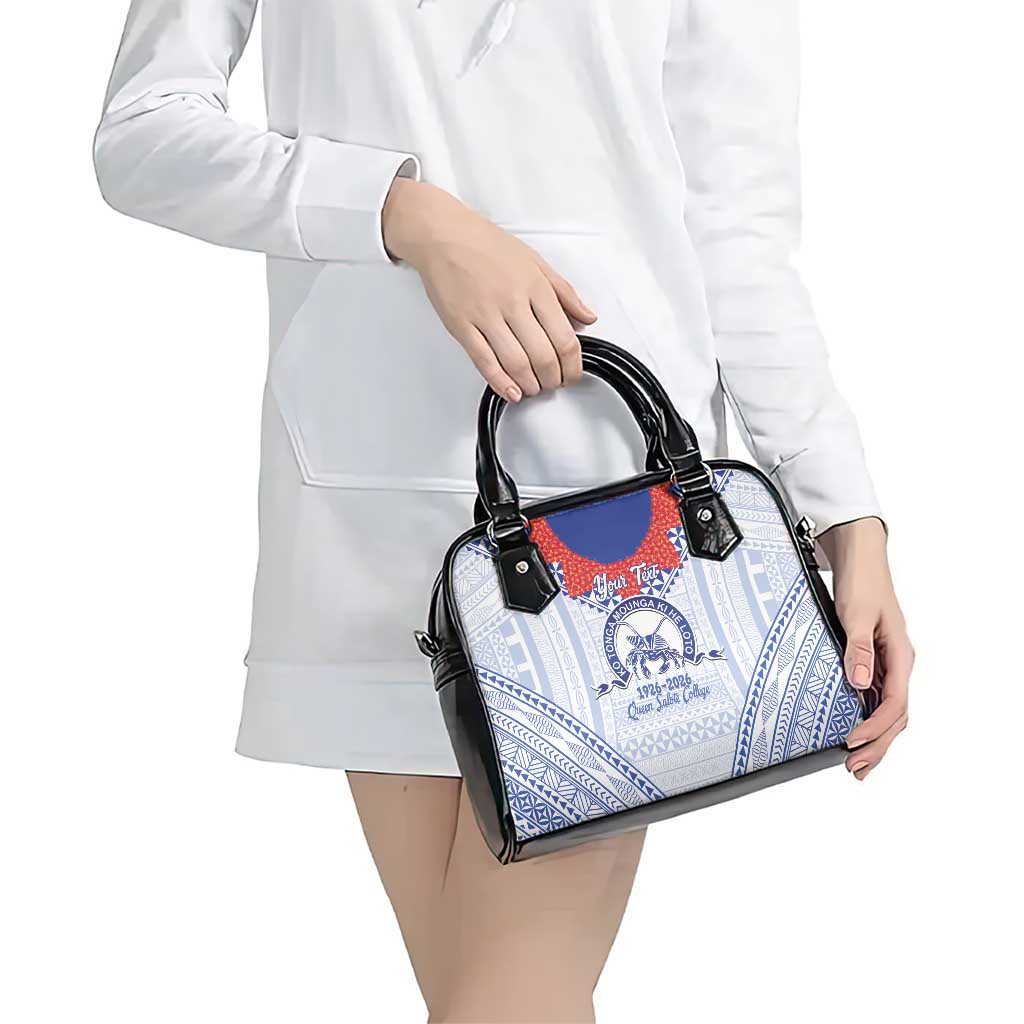 Queen Salote College 100 Years Personalized Shoulder Handbag Tonga QSC Heilala Lei White Ngatu Pattern