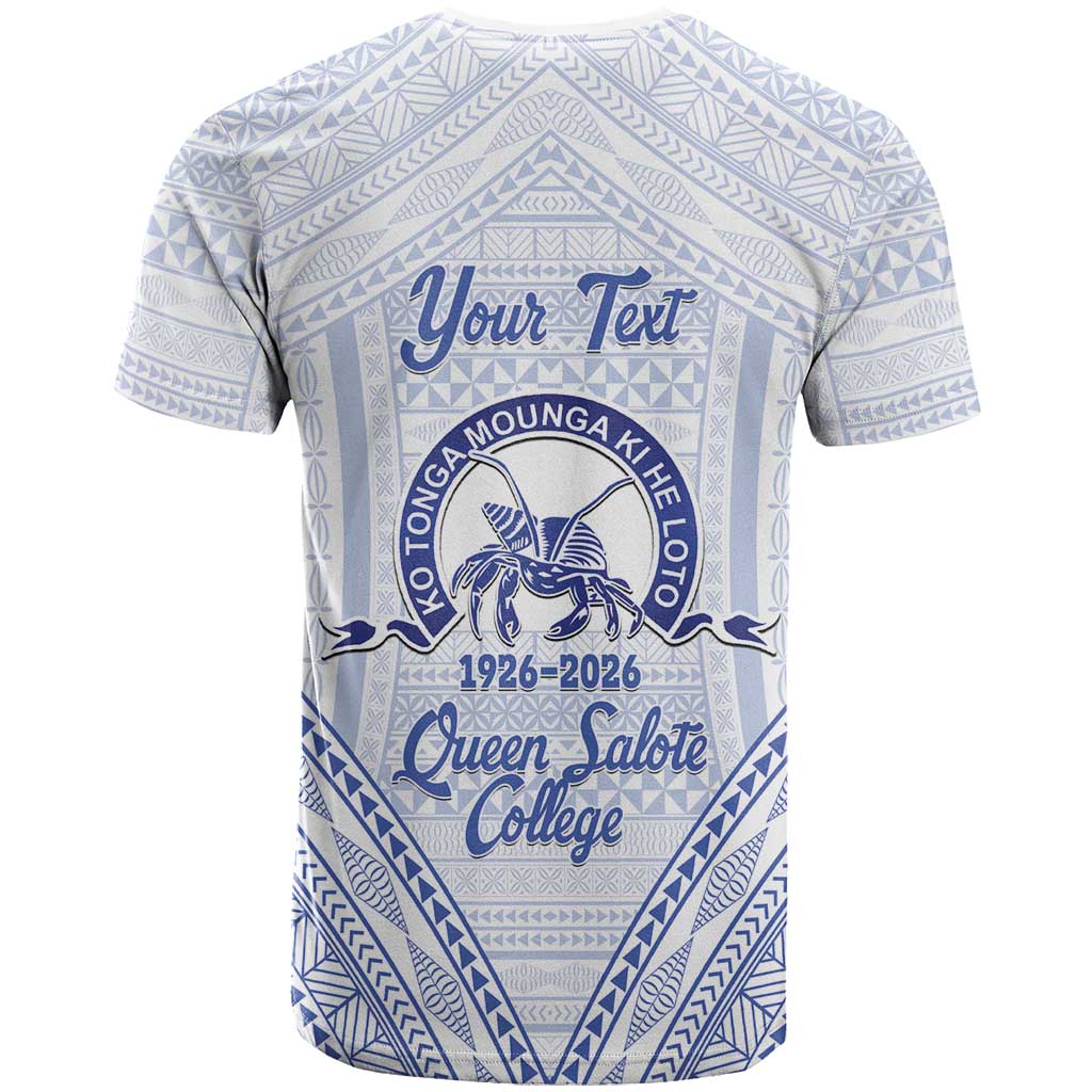 Queen Salote College 100 Years Personalized T Shirt Tonga QSC Heilala Lei White Ngatu Pattern