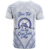 Queen Salote College 100 Years Personalized T Shirt Tonga QSC Heilala Lei White Ngatu Pattern