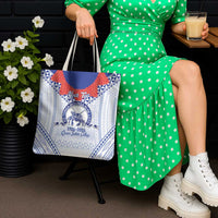 Queen Salote College 100 Years Personalized Tote Bag Tonga QSC Heilala Lei White Ngatu Pattern