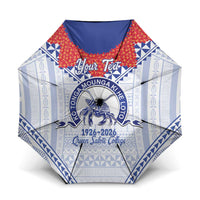 Queen Salote College 100 Years Personalized Umbrella Tonga QSC Heilala Lei White Ngatu Pattern