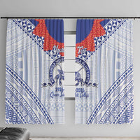 Queen Salote College 100 Years Personalized Window Curtain Tonga QSC Heilala Lei White Ngatu Pattern