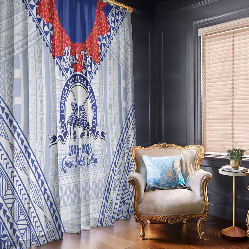 Queen Salote College 100 Years Personalized Window Curtain Tonga QSC Heilala Lei White Ngatu Pattern